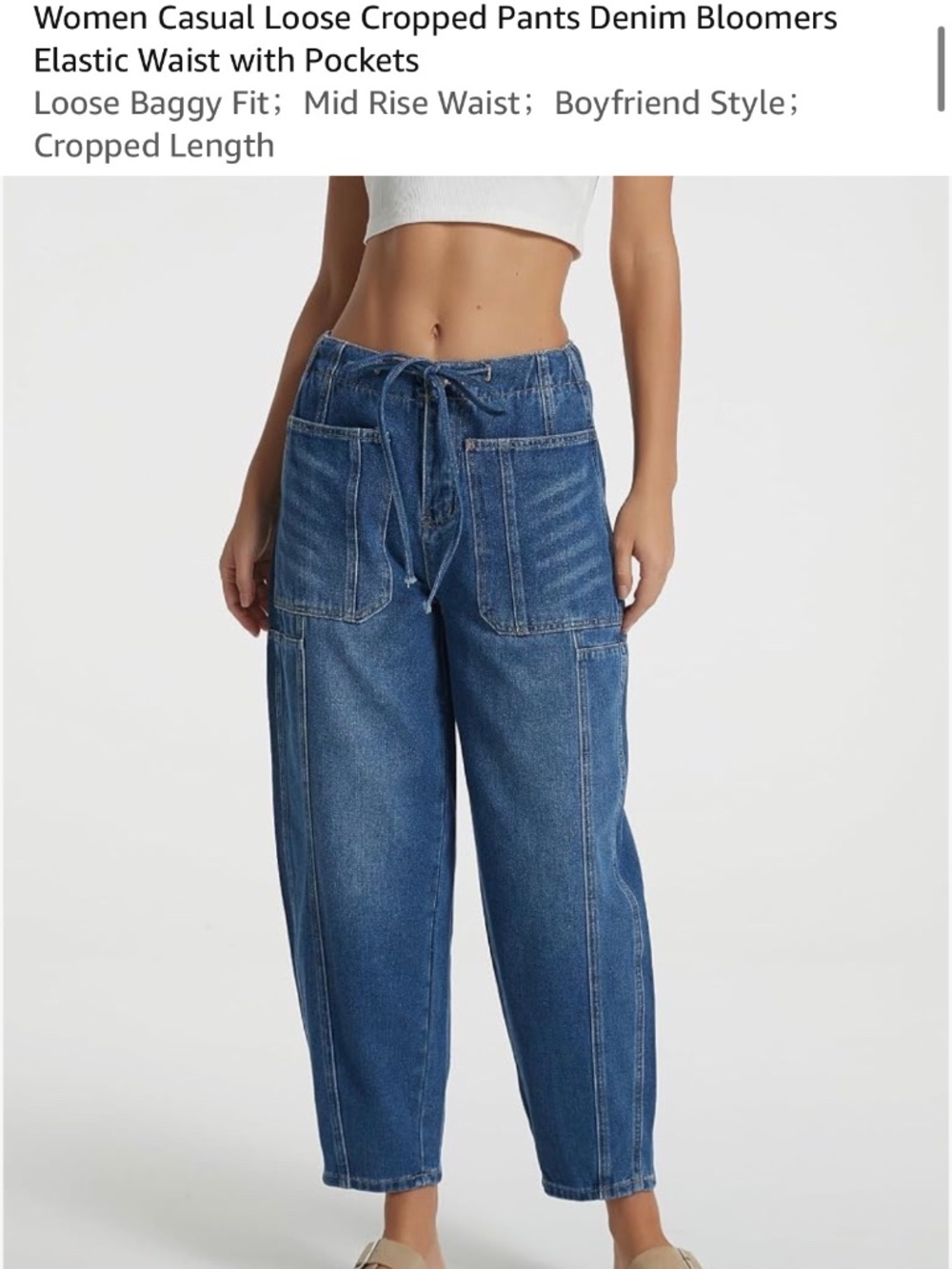 Cropped boyfriend style jeans